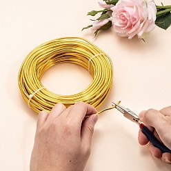 Gold Round Aluminum Wire, Bendable Metal Craft Wire, for DIY Jewelry Craft Making, Gold, 9 Gauge, 3.0mm, 25m/500g(82 Feet/500g)
