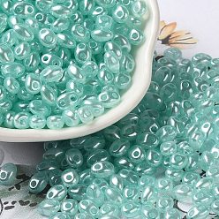 Turquoise Opaque ABS Beads, Double Hole, Oval, Turquoise, 6x4.5x3.3mm, Hole: 1.2mm, about 14516pcs/500g