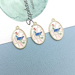 Pigeon Подвески из эмали и сплава, овальный шарм, золотые, голубь, 28x17 мм