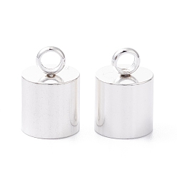 Серебро 201 концы из нержавеющей стали шнур, Торцевые крышки, колонка, серебряные, 11.5x8 мм, отверстие : 2 мм, внутренний диаметр: 7 мм