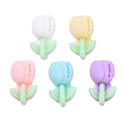 (52) Непрозрачная лаванда Непрозрачные кабошоны из смолы, цветок, разноцветные, 18x10.5x6 мм