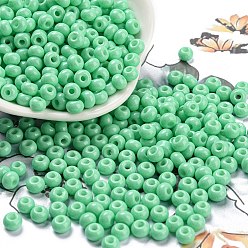 Medium Spring Green Imitation Jade Glass Seed Beads, Luster, Baking Paint, Round, Medium Spring Green, 5.5x3.5mm, Hole: 1.5mm