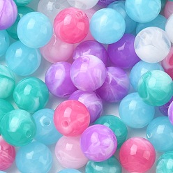 Mixed Color Two Tone Opaque Acrylic Beads, Imitation Gemstone, Round, Mixed Color, 20mm, Hole: 2mm