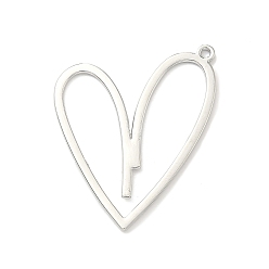 Платина Подвески из сплава , сердце прелести, стойки покрытие, без кадмия, без никеля и без свинца, платина, 40.5x35x1.5 мм, отверстие : 1.8 мм