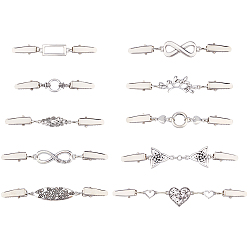 Античный Серебристый & Платиновый 10 шт. 10 стили зажимы для кардигана из сплава, зажимы воротника свитера, разнообразные, старинное серебро и платина, 73~123 мм, 1 шт / стиль