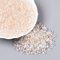 Clear Transparent Colours Glass Seed Beads, Rondelle, with Glitter Powder, Clear, 6x3mm, Hole: 1.2~1.6mm, about 2500pcs/pound