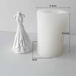 Blanc Moules en silicone pour robe de mariée, déesse, bougie parfumée, qualité alimentaire, portrait de buste, Moules de fabrication de bougies de sculpture demi-corps, moule à bougie d'aromathérapie, blanc, 5.5x5x8.4 cm
