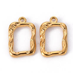 Golden 304 Stainless Steel Open Back Bezel Pendants, For DIY UV Resin, Epoxy Resin, Pressed Flower Jewelry, Rectangle, Golden, 21x14x2.5mm, Hole: 1.6mm