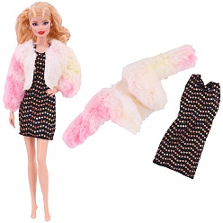 Белый Плюшевая куртка и жилет, платье, тканевые наряды для куклы, комплект одежды в стиле кэжуал, аксессуары для переодевания кукол-девочек, белые, 270~290 мм