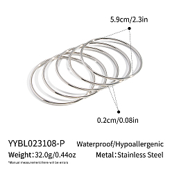 Нержавеющая Сталь Цвет 5 шт. 304 простые браслеты из нержавеющей стали для женщин, цвет нержавеющей стали, внутренний диаметр: 2-3/8 дюйм (6 см)