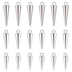 Нержавеющая Сталь Цвет 30 шт 3 стили 201 подвески из нержавеющей стали, конус, цвет нержавеющей стали, 12.5~17.5x4~5 мм, отверстие : 1.6 мм, 10 шт / стиль