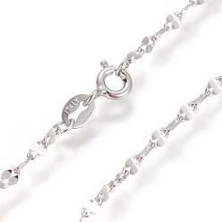 Platinum Anti-Tarnish Rhodium Plated 925 Sterling Silver Link Chain Necklaces, with Spring Ring Clasps, Platinum, 17.7 inch(45cm)