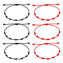 (52) Непрозрачная лаванда 6шт 2 цвета шерстяной плетеный шнур браслеты набор, регулируемые счастливые браслеты для женщин, разноцветные, внутренний диаметр: 1-3/8~3-7/8 дюйм (3.6~9.7 см), 3 шт / цвет