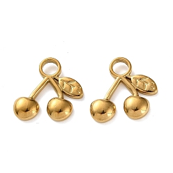 Золотой 304 подвески из нержавеющей стали, вишневое очарование, золотые, 17x17x3 мм, отверстие : 3.5 мм