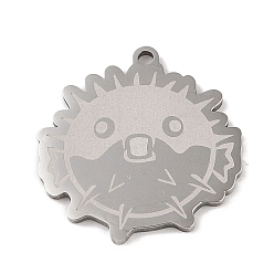 Stainless Steel Color 304 Stainless Steel Pendants, Puffer Charm, Stainless Steel Color, 25x23.5x1.5mm, Hole: 1mm