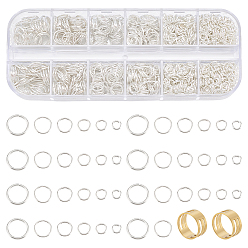 Серебро 6 стили железных открытых прыжковых колец, 2 латунные кольца шт., помощника инструмент, серебряные, 4~10x0.7~1 мм, 18~21 датчик, внутренний диаметр: 2.6~8 мм