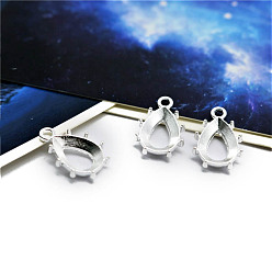 Silver Alloy Pendant Cabochon Settings, Teadrop, Silver, Tray: 14x10mm, 18x12mm, 10pcs/set
