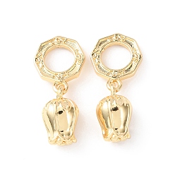 Золотой Европейские подвески-подвески в виде ландышей из латуни, подвески в виде цветов с большими отверстиями, золотые, 23 мм, отверстие : 6 мм