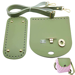 Темный Морско-зеленый 1 Набор аксессуаров для вязаной крючком сумки через плечо из искусственной кожи ручной работы, включая 1ПК полукруглый лист, 1 дно сумки из поликарбоната овальной формы и 1 ремешок для сумки из поликарбоната, темно-зеленый, овальный : 180x80 mm