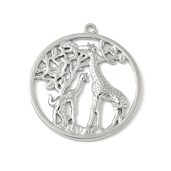 Нержавеющая Сталь Цвет 304 подвески из нержавеющей стали в виде жирафа, прелести животных, не тускнеет, цвет нержавеющей стали, 38x35x2.5 мм, отверстие : 2 мм