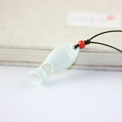 Лазурный Фарфоровые подвески в виде рыбок и свистков с регулируемым вощеным шнурком., лазурный, 17.72~31.50 дюйм (45~80 см)