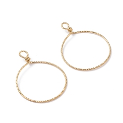 Golden Copper Open Back Bezel Pendants, Ring, Golden, 32x24x3mm, Hole: 2.5mm