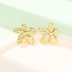 Золотой 304 из нержавеющей стали серьги, лист, золотые, 18x18 мм