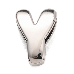 Letter Y Латунные бусины, долговечный, стойки покрытие, без свинца и без кадмия, платина, Письмо Y, 21x14x7 мм, отверстие : 18x4 мм