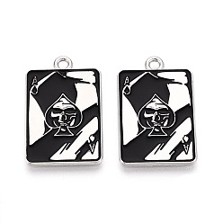 Rectangle Подвески из сплава и эмали на тему Хэллоуина, платина, прямоугольные, 26x17x1 мм, отверстие : 1.8 мм