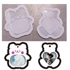 Белый Силиконовые формы для фоторамок пищевого класса своими руками, формы для литья смолы, медведь, белые, 80x70 мм