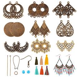 (52) Непрозрачная лаванда Набор для изготовления сережек-подвесок своими руками, включая соединители и подвески из сплава с треугольником, луной и ромбом, латунная проволока для ушей, Железные крючки для сережек, кисточки украшения, Бисер из стекла , разноцветные, 548 шт / коробка