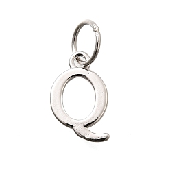 Letter Q 925 стерлингов серебряные подвески, буквы, Буква Q, 10x7x1 мм, отверстие : 4 мм