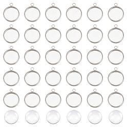 Нержавеющая Сталь Цвет Наборы для изготовления полукруглых подвесок своими руками, в том числе 304 подвесные кабошоны из нержавеющей стали и кабошоны из прозрачного стекла., цвет нержавеющей стали, лоток : 12 мм, 17x14x2 мм, отверстие : 2 мм, 50 шт / коробка