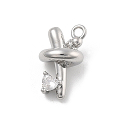 Платина Латунные микро проложить кубического циркония подвески, без кадмия, без никеля и без свинца, спиральные подвески, платина, 13x8x6.5 мм, отверстие : 1.4 мм