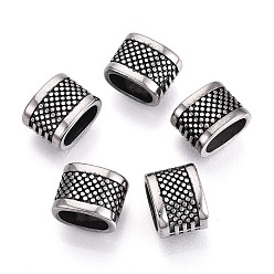 Античное Серебро 304 нержавеющая сталь европейская европейская, бусины с большим отверстием, кубоид, античное серебро, 11x15x11 мм, отверстие : 11x6.5~7.5 мм