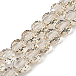 Желтая Старая Ткань  Стеклянные бусины с гальваническим покрытием , плоско-круглые, гальваническое покрытие, граненые, старое кружево, 8x5 мм, отверстие : 1.2 мм, около 54 шт / нитка, 15.51 дюйм (39.4 см)