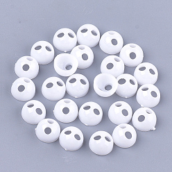 White Opaque AS Plastic Buttons, End Caps, Hair Findings, DIY Hair Tie Accessories, White, 9.5x6mm, Hole: 2.5mm, Inner Diameter: 7.5mm