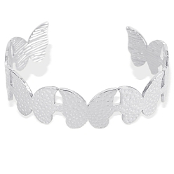 Нержавеющая Сталь Цвет Браслеты-манжеты из нержавеющей стали для женщин, бабочка, цвет нержавеющей стали, 6-7/8 дюйм (17.6 см)