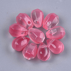 Crimson Transparent Spray Painted Glass Charms, teardrop, Crimson, 9x6x6.5mm, Hole: 1mm