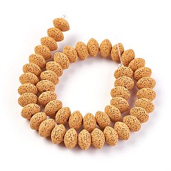 Желтый Бусы из натуральной лавы, окрашенные, рондель, желтые, 12.5~13.5x8.5~8.7 мм, отверстие : 2.5 мм, около 46~47 шт / нитка, 15.5 дюйм ~ 15.94 дюйм (38.5~40.5 см)