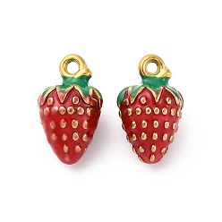 Красный 304 нержавеющей стальной эмали подвески, ионное покрытие (ip), реальный 18 k позолоченный, клубника, красные, 13.5x8.5x8.5 мм, отверстие : 1.2 мм