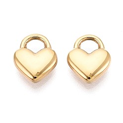 Настоящее золото 14K 304 прелести нержавеющей стали, подвеска в виде замка в виде сердца, реальный 14 k позолоченный, 11x9x3 мм, отверстие : 3x3.5 мм