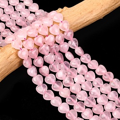 Розовый Кварц Сердце природного розовый кварц бисер пряди, 10~11x10~11x5~7 мм, отверстие : 1 мм, около 40~42 шт / нитка, 15.75 дюйм
