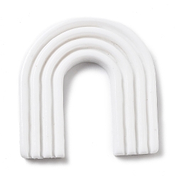 White Opaque Resin Decoden Cabochons, Rainbow, White, 38x36.5x5mm