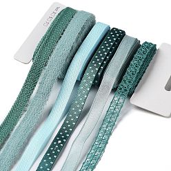 (52) Непрозрачная лаванда 18 ярдов 6 стилей полиэфирной ленты, для поделок своими руками, бантики для волос и украшение подарка, синяя цветовая палитра, разноцветные, 3/8~1/2 дюйм (10~12 мм), около 3 ярдов / стиль