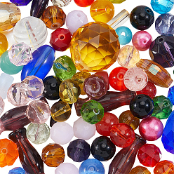 (52) Непрозрачная лаванда 2 нити стеклянных бусин, граненые, разнообразные, разноцветные, 4.5~33x6~25x4~15 мм, отверстие : 0.5~1.5 мм, 15.7 дюйм (40 см)