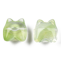 Light Green Transparent Spray Painted Glass Beads, Bear, Light Green, 13x13x9mm, Hole: 1.2mm