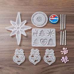 (52) Непрозрачная лаванда Набор для изготовления колокольчиков своими руками, Новогодняя тема, в том числе силиконовые формы, леска из нейлоновой мононити, пластиковые шарики, алюминиевые трубы, разноцветные, 10~235x0.2~178x0.2~19 мм