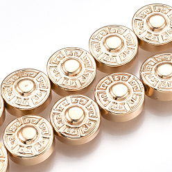 Light Gold Plated Electroplate Non-magnetic Synthetic Hematite Beads Strands, Flat Round, Light Gold Plated, 8x4mm, Hole: 1mm, about 50pcs/strand, 15.7 inch