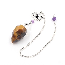 Тигровый глаз Натуральный тигровый глаз конус редька заостренный биолокационный маятник, с подвесками лотоса, для лозоходства и гадания, 190 мм